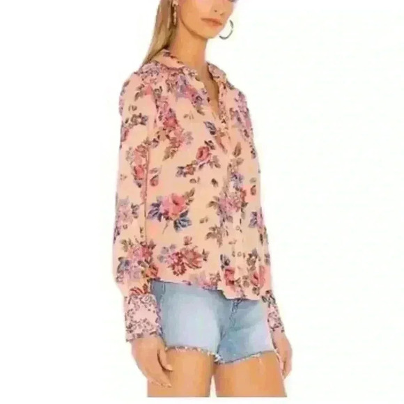Free People hold on to me Floral Button Front Top sz small S - Picture 2 of 11